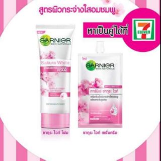 Combo sữa rửa mặt GARNIER SAKURA 100ml + kem dưỡng GARNIER SAKURA 6g