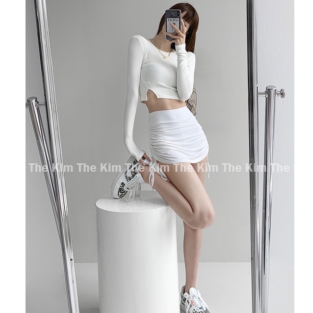 Chân váy ngắn cạp cao rút dây cạnh có quần bên trong , đầm dây rút cạp to may 2 lớp vải CV115 The Kim | BigBuy360 - bigbuy360.vn