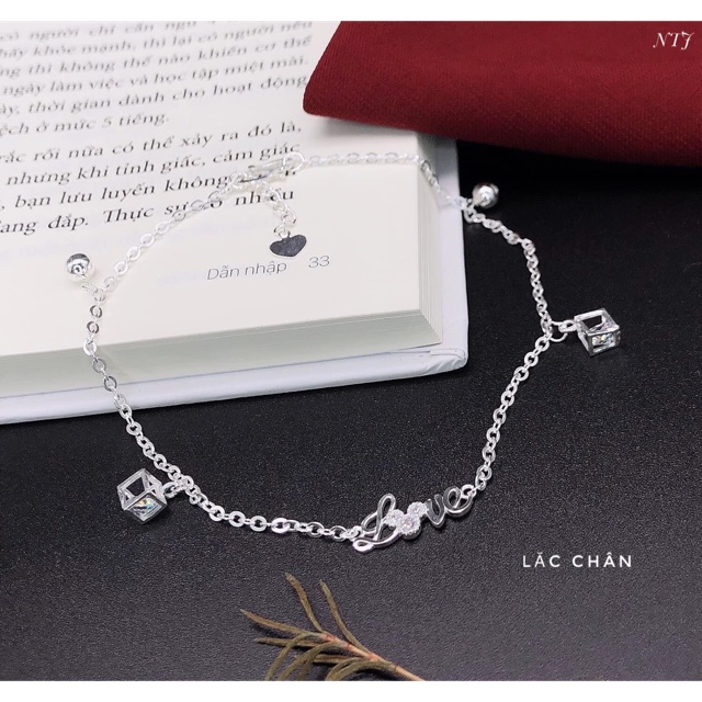 LẮC CHÂN CHỮ LOVE KÈM MẶT BI SIÊU XINH- LẮC CHÂN NỮ BẠC TA