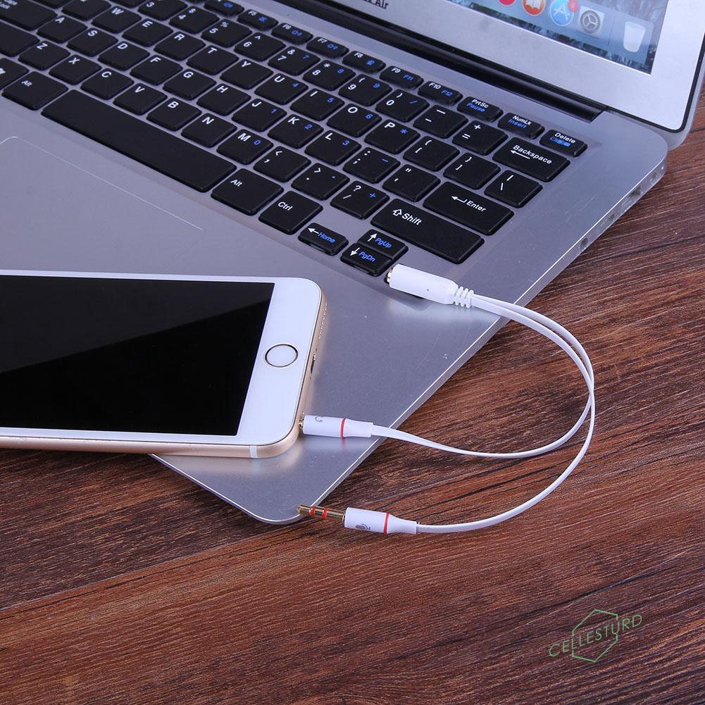 CS 3.5mm 1 to 2 Audio Cable Single-hole Computer Headphone Mic Adapter