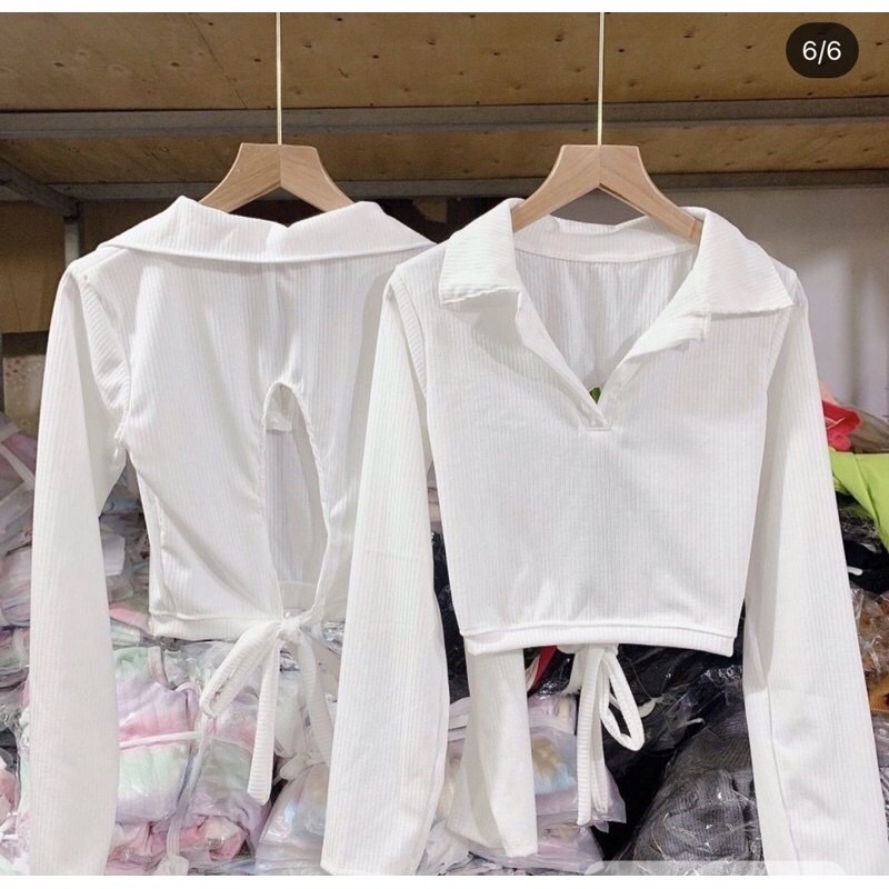 Áo croptop polo buộc nơ sau ( Kèm ảnh thật ) | BigBuy360 - bigbuy360.vn
