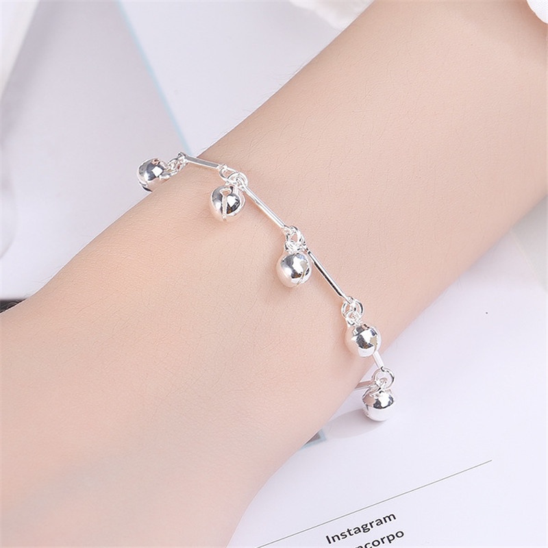 Vòng Đeo Tay Bạc 925S Đính Chuông Hoa Quyến Rũ Cho Nữ