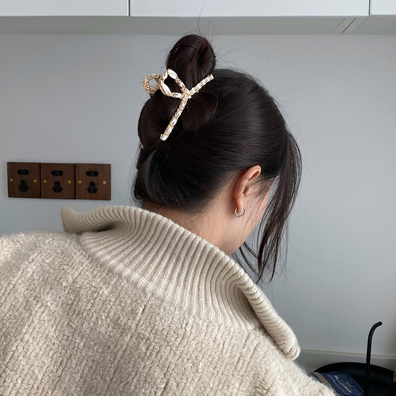 (Hàng Mới Về) Hình dạng chuỗi Kẹp tóc Có lụa Bằng Thép Không Gỉ Phong Cách Hàn Quốc Dành Cho Nữ lớn con gái Phụ kiện tóc