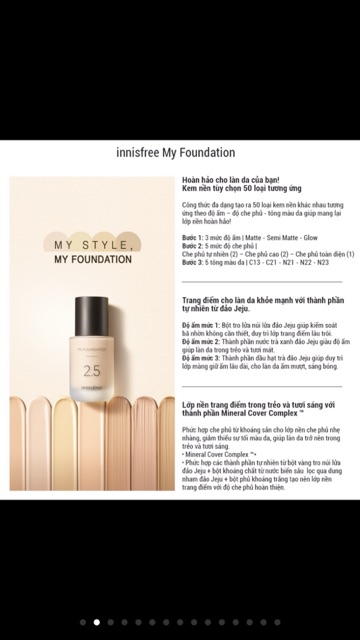 (Phiên Bản Mới) Kem Nền Trang Điểm Innisfree My Foundation 2.3 (30ml)