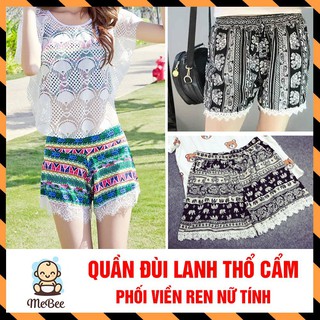 Quần short lanh VIỀN REN ống rộng