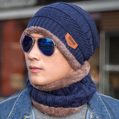 Mũ len kèm khăn lót lông cao cấp cho nam nữ kiểu dáng mũ viền lông Hàn Quốc có thể dùng với máy giặt