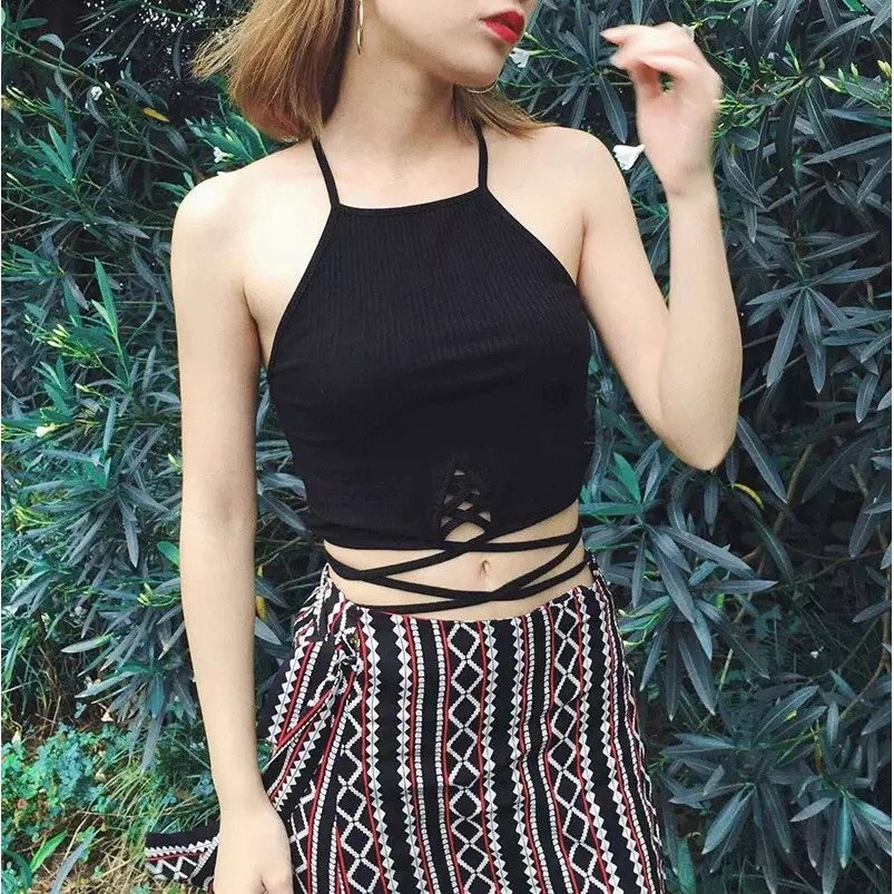 Áo hai dây form croptop phối dây đan eo quyến rũ TTS0273