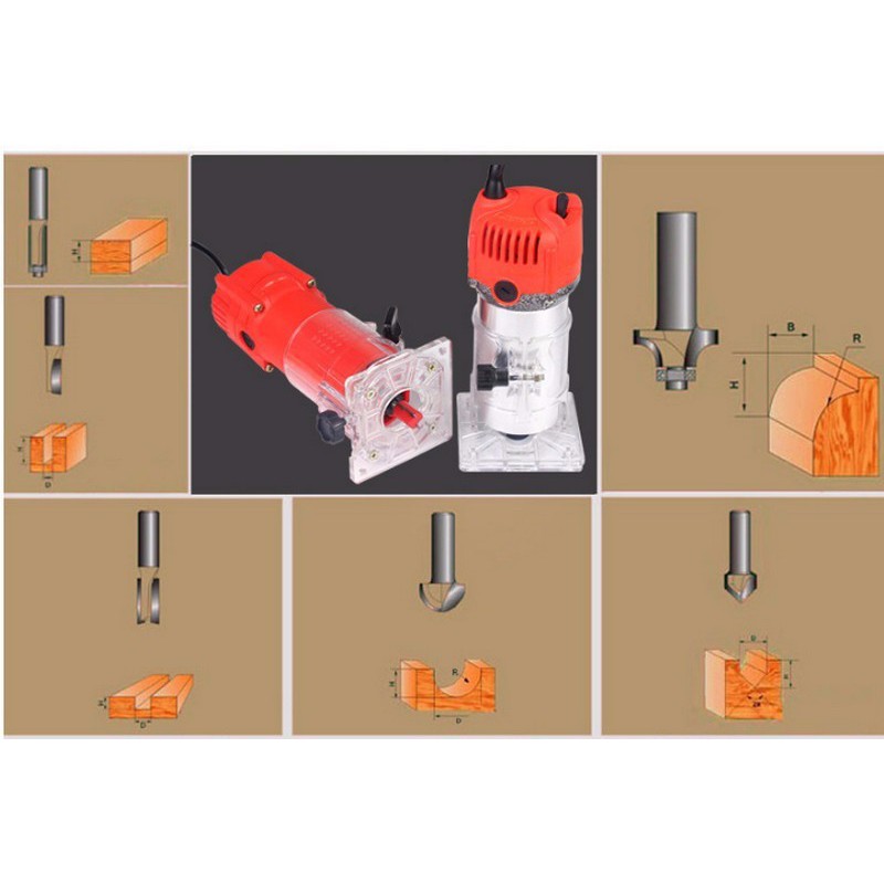 Máy phay gỗ cầm tay, ,áy soi gỗ mini cầm tay, tiện lợi cho alu, phay, tạo rãnh, soi mộng..