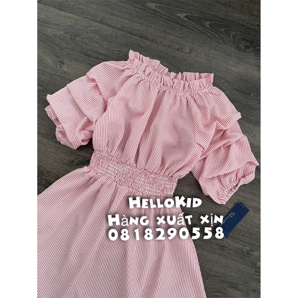 Váy hồng cotton kẻ 1 lớp