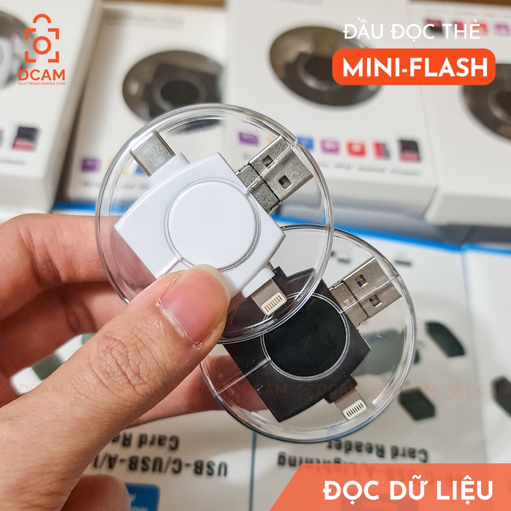 Đầu đọc thẻ MINI FLASH - đọc thẻ nhớ SD, microSD cho Iphone, Android, Laptop - Không cần cài APP