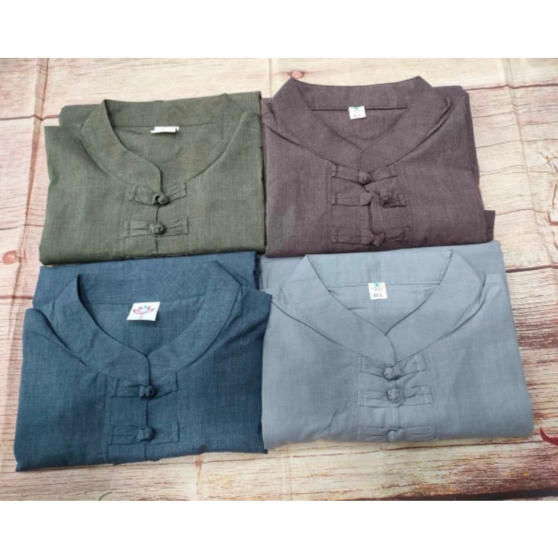 Đồ lam đi chùa, đồ phật tử nam mẫu 3 nút