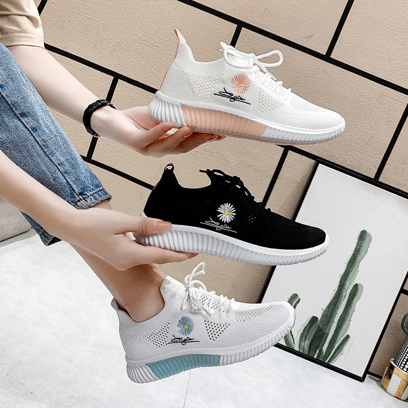 Giày Thể Thao Phối Lưới Thoáng Khí Họa Tiết Hoa Cúc Thời Trang Mùa Hè Cho Nữ
