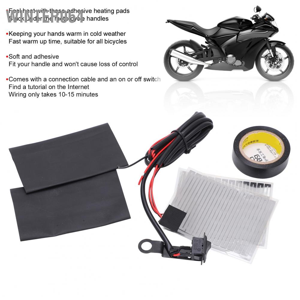 Winter064 Universal Heated Grips Motorcycle Electric Heating Handle Kit Refit Insert Handlebar Pad 12V