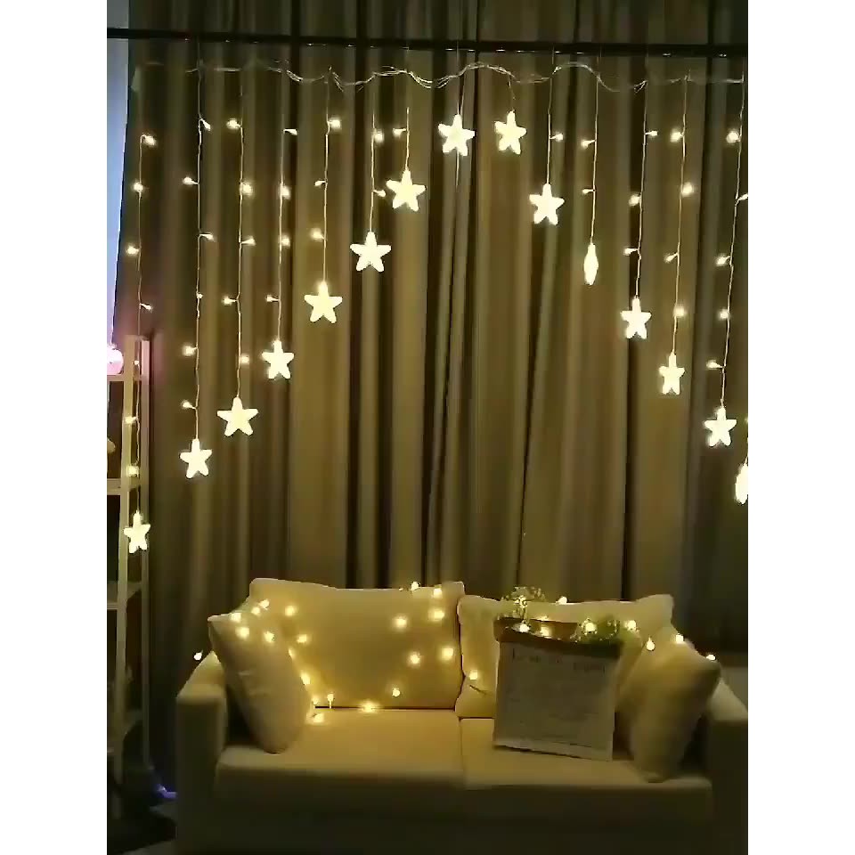 Dây Led Trang Trí Ngôi Sao⚡𝑪𝒖̛̣𝒄 𝑯𝒐𝒕 𝑯𝒊𝒕⚡Đèn Mành Rèm Chữ V Ngược Trang Trí Noel, Tiệc Cưới..Decor Trang Trí Nhà Cửa