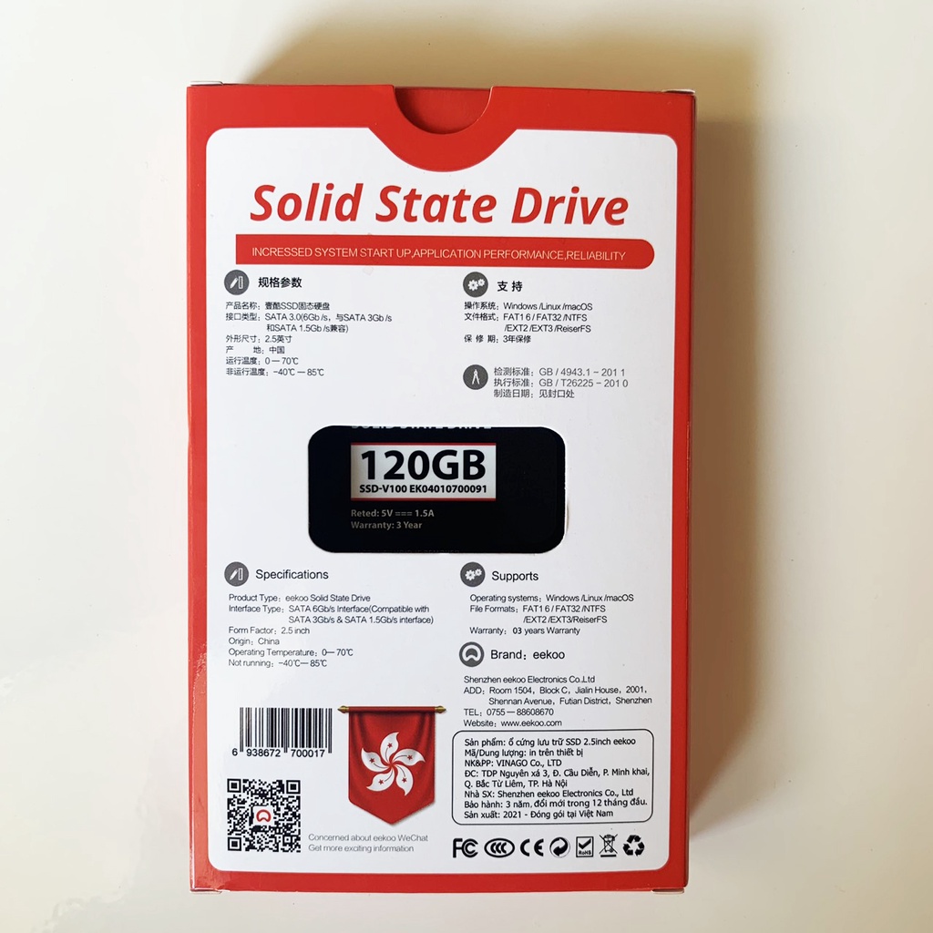 Ssd 120gb, ổ cứng ssd 128gb, 256gb eekoo 2.5 sata III, BH 3 năm