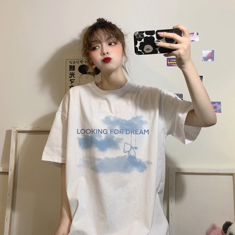 [Mã SKAMA06 giảm 8% tối đa 50K đơn 250K] Áo Thun Tay Lỡ LOOKING FOR DREAM Form Rộng Ulzzang Unisex (Ảnh Thật) | BigBuy360 - bigbuy360.vn