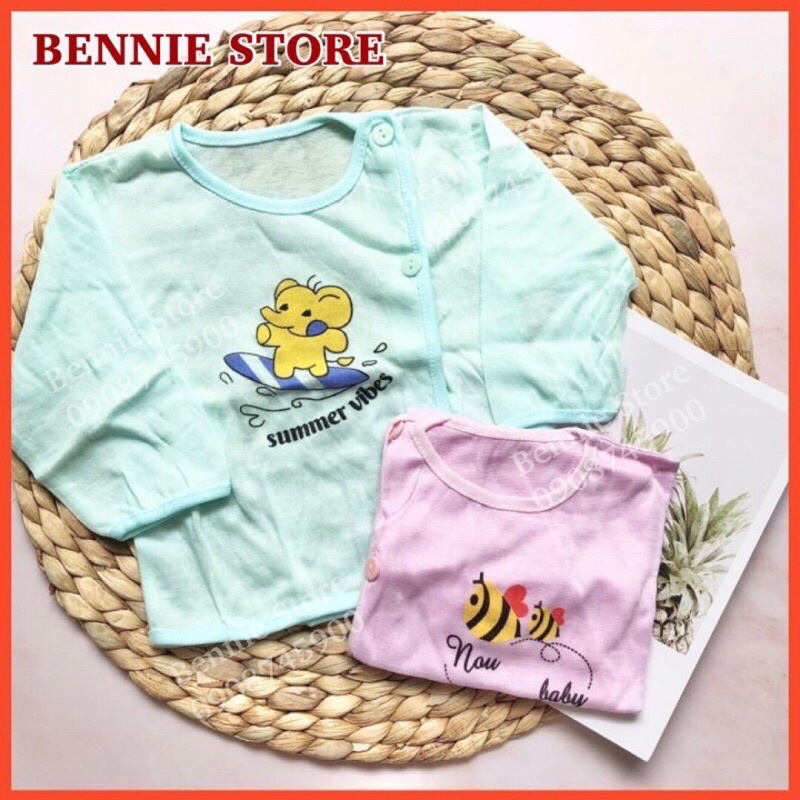 Áo sơ sinh cho bé (3-8kg) BENNIE STORE Áo sơ sinh dài tay JOU 100% cotton