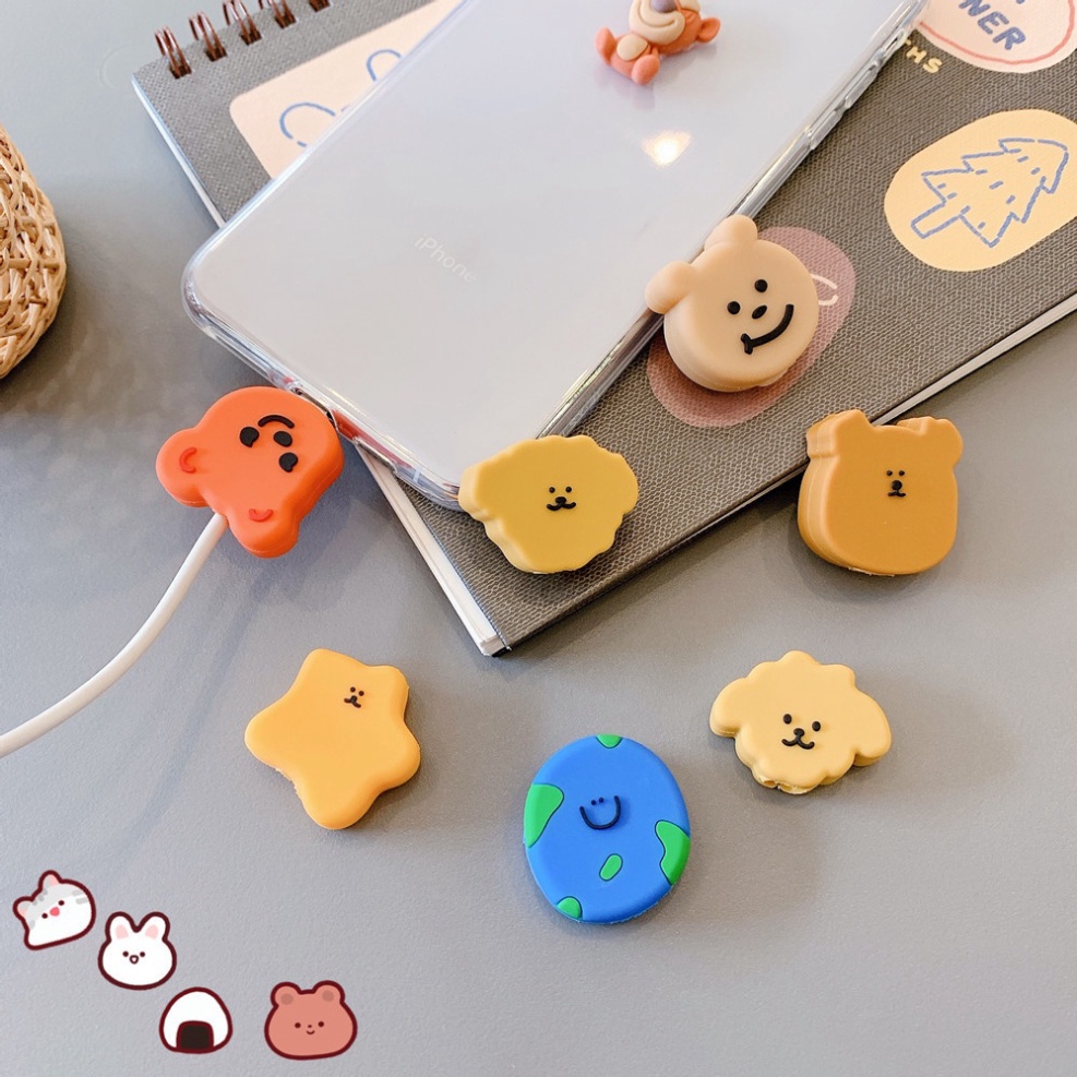 Phụ kiện bảo vệ đầu dây cáp sạc họa tiết động vật đáng yêu Xả Kho