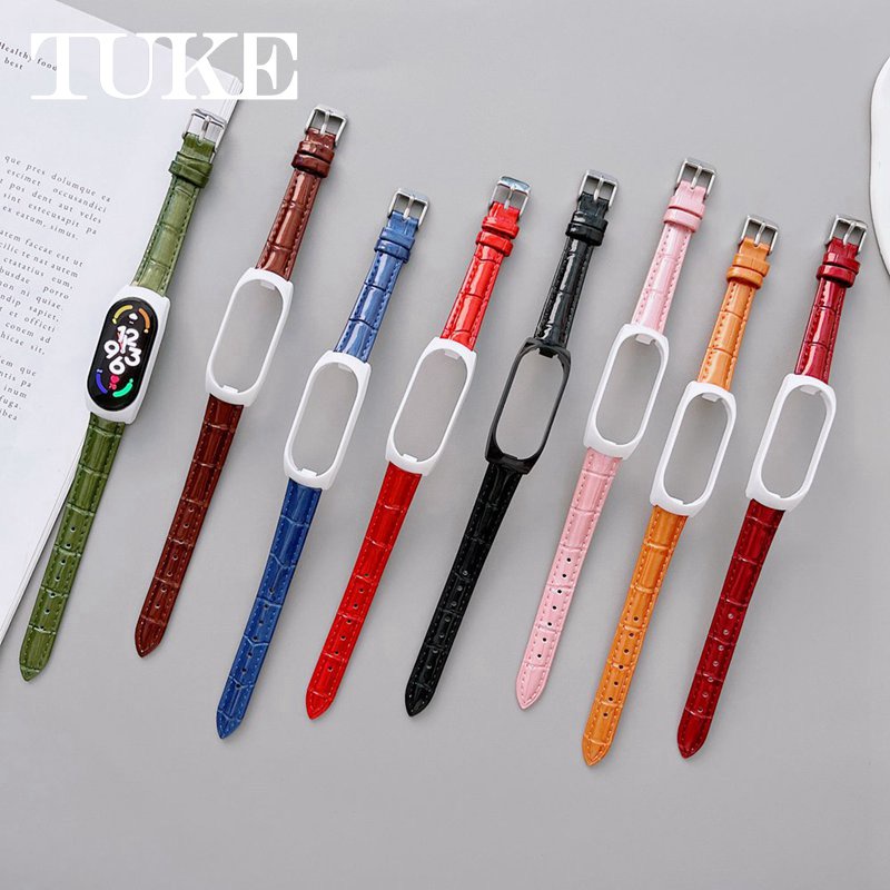Dây Đeo Thay Thế Chất Liệu Da Cá Sấu Cho mi Band 7 Xiaomi mi Band7