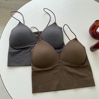 [Ảnh thật] Áo bra gân có mút xẻ V summer