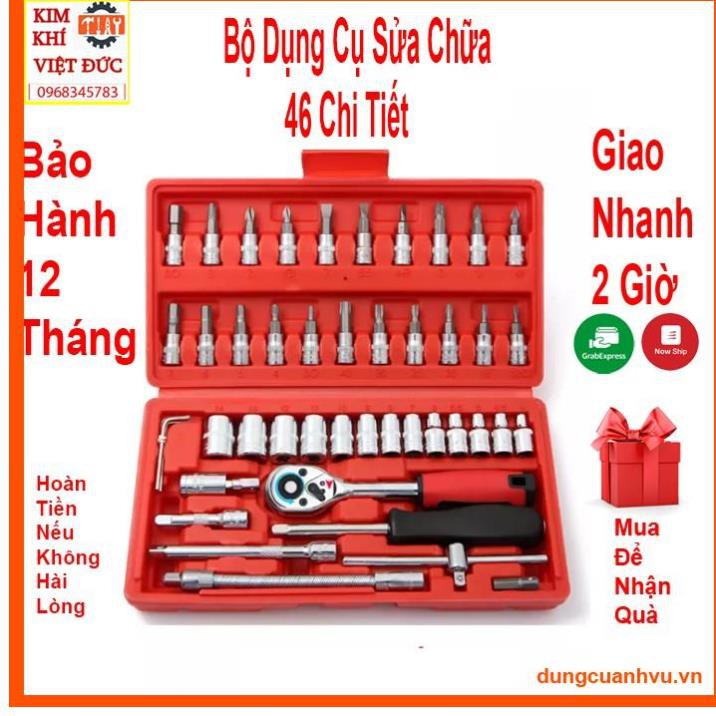 Bộ dụng cụ sửa chữa 46 chi tiết - Bộ dụng cụ mở bu lông ốc vít, sửa chữa ô tô xe máy