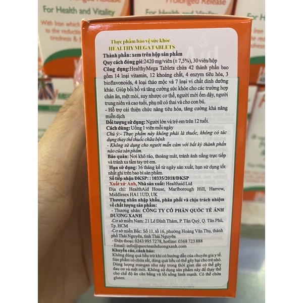 Viên bổ tổng hợp, tăng cao đề kháng - HEALTHY MEGA H30v Health aid