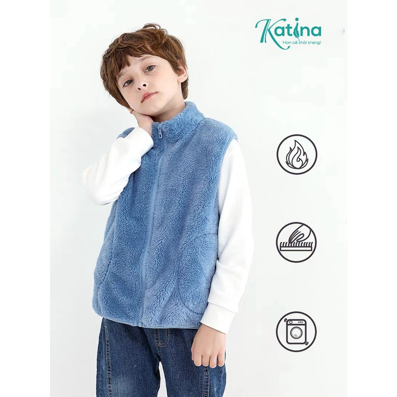 Áo khoác Gile lông cừu Katina cho bé mặc mùa thu đông ấm áp