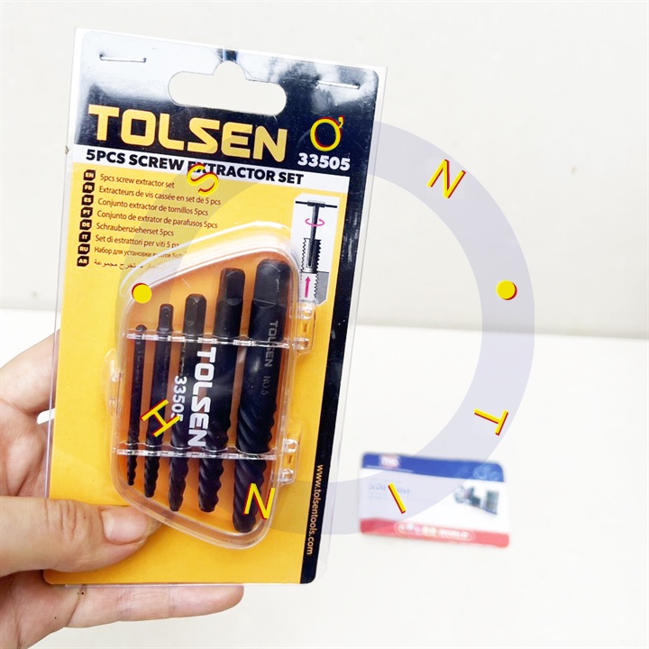 Bộ 5 mũi ren tháo bu lông, ốc vít gãy TOLSEN 33505