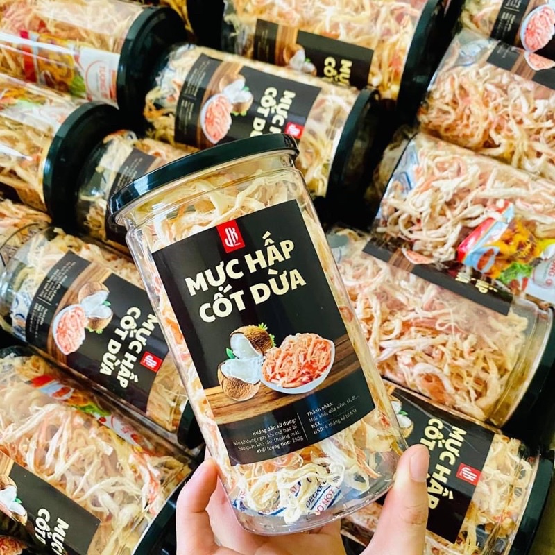 MỰC XÉ SỢI HẤP NƯỚC DỪA HỘP 250GR