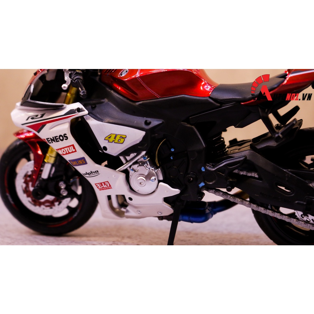 MÔ HÌNH XE YAMAHA YZF R1M RED ĐỘ PÔ AR KIM LOẠI AUTONO1 D135