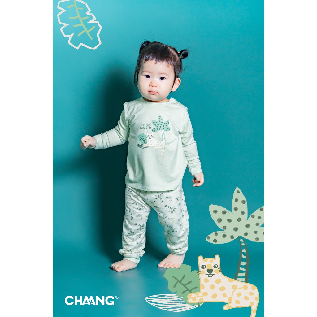 [CHÍNH HÃNG] Bộ áo dài tay quần dài cúc vai trẻ em họa tiết Tigger Chaang