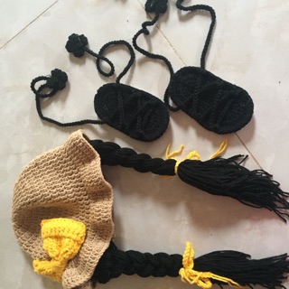 Set mũ giày bé gái handmade