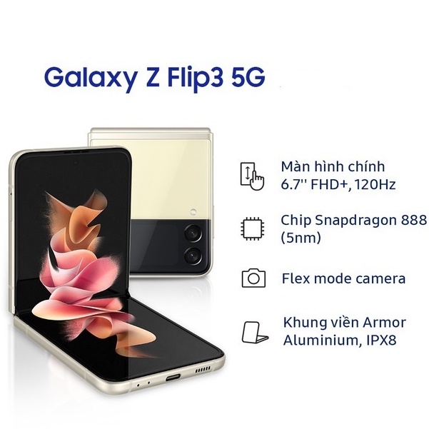 Điện Thoại Samsung Galaxy Z Flip3 5G 128GB - Hàng Chính Hãng Nguyên Seal - Bảo Hành 12 Tháng - Shop phụ kiện Anh Nhỏ