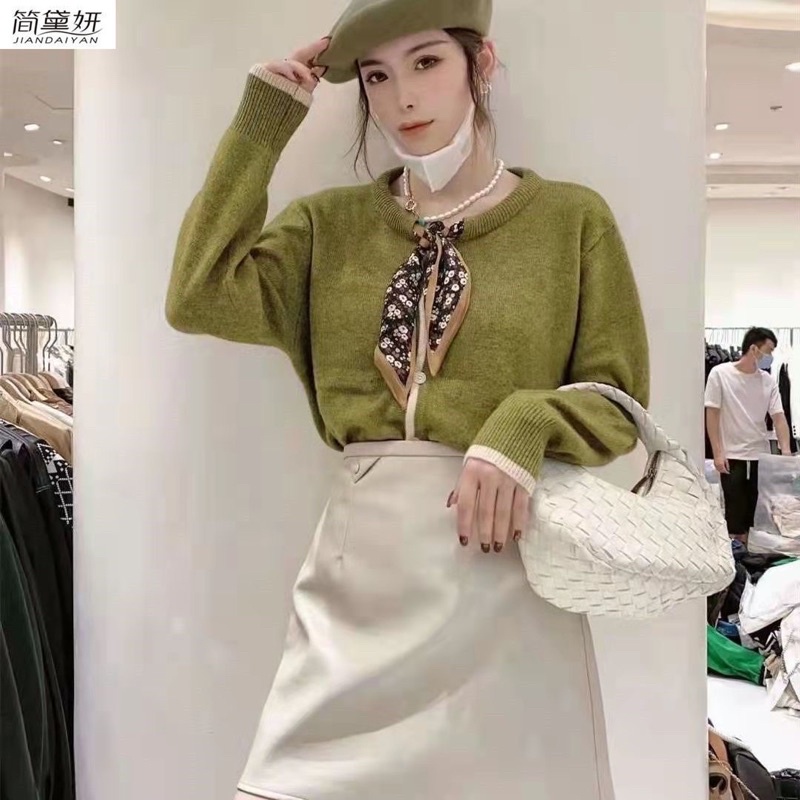 Áo len cardigan dệt kim thắt nơ siêu xinh