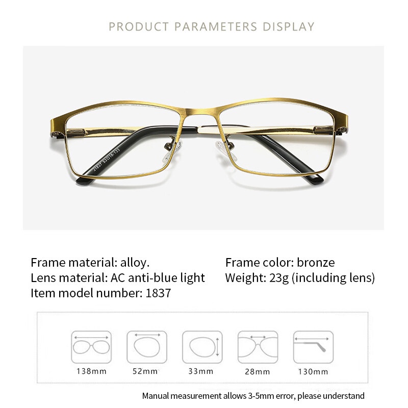 Kính Đọc Sách Gọng Kim Loại Chống Ánh Sáng Xanh Thời Trang Cho Người Lớn Tuổi