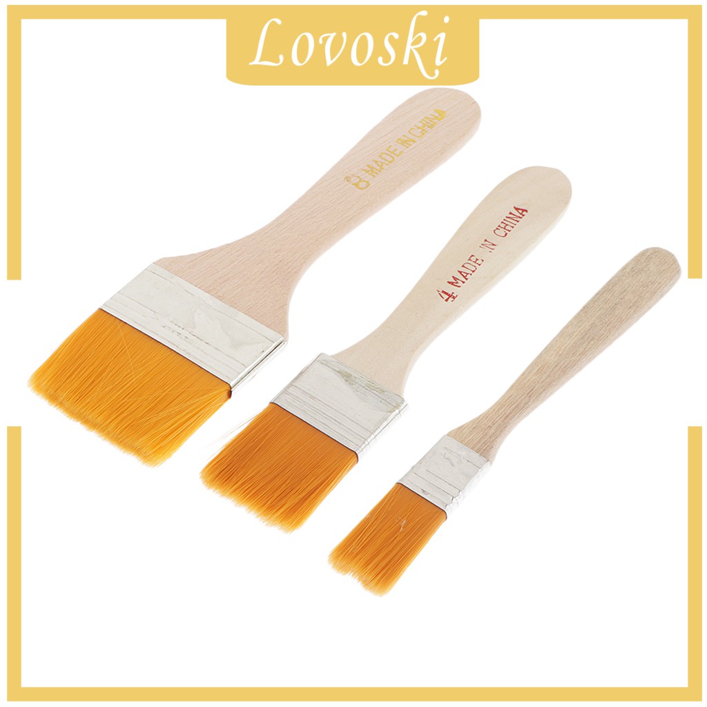 Set 3 Cọ Vẽ Tranh Sơn Dầu Tay Cầm Bằng Gỗ Tiện Dụng