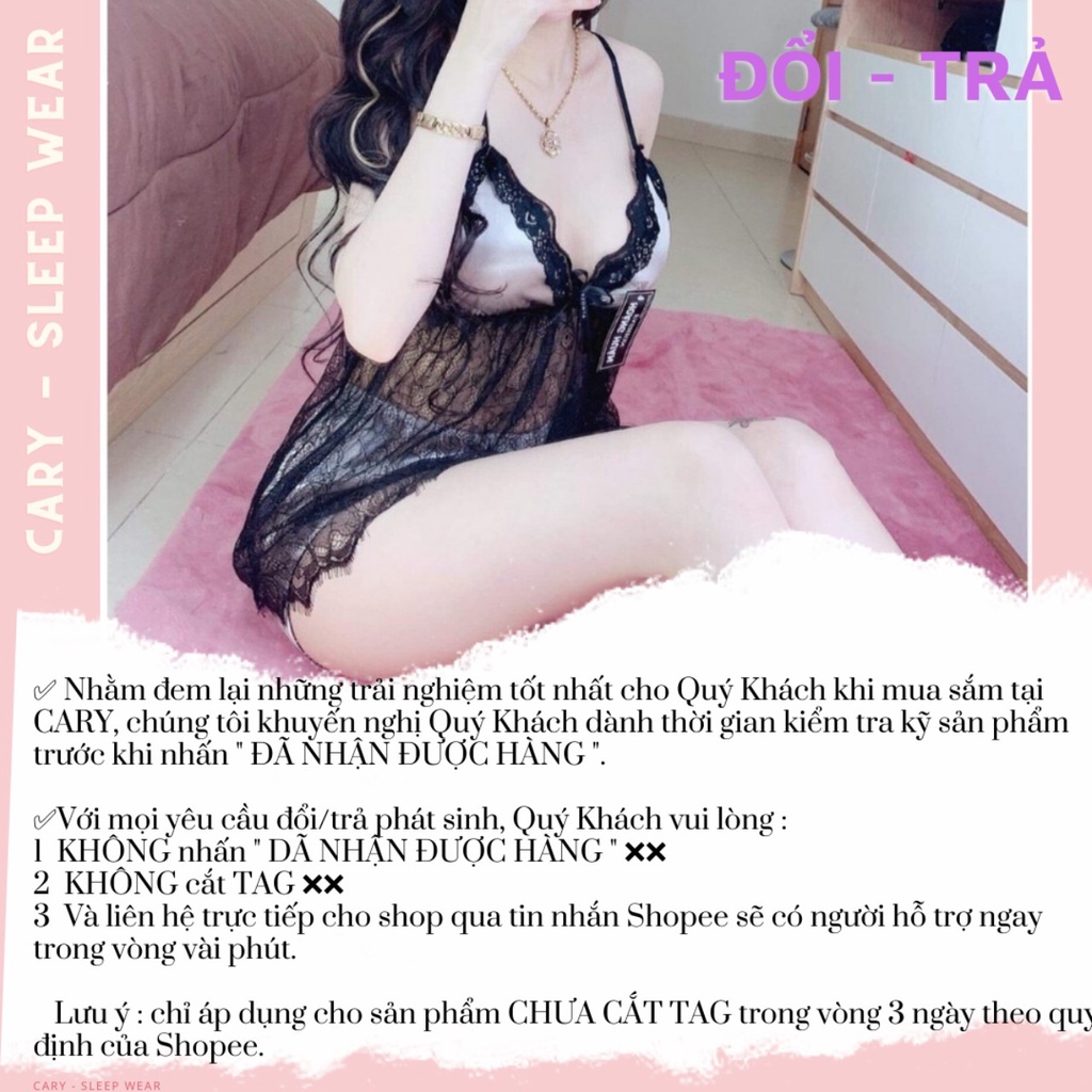 Đồ bộ ngủ hai dây mặc nhà lụa phi mút ngực phối ren CARY, đồ ngủ sexy 2 dây gợi cảm mềm mát mặc hè quyến rũ