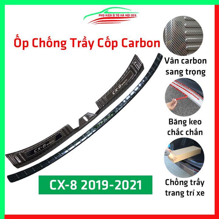 Ốp chống trầy cốp CX8, CX-8 2019-2021 cacbon sáng bóng