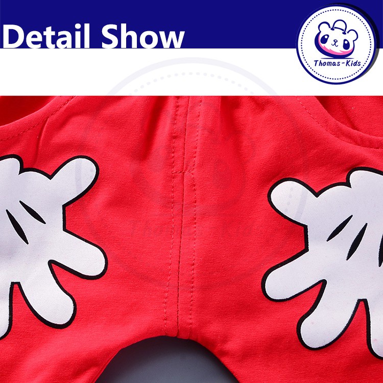 Bộ Đồ Áo Thun Cotton Tay Ngắn In Hình Chuột Mickey Thời Trang Cho Bé Trai 2-6 Tuổi