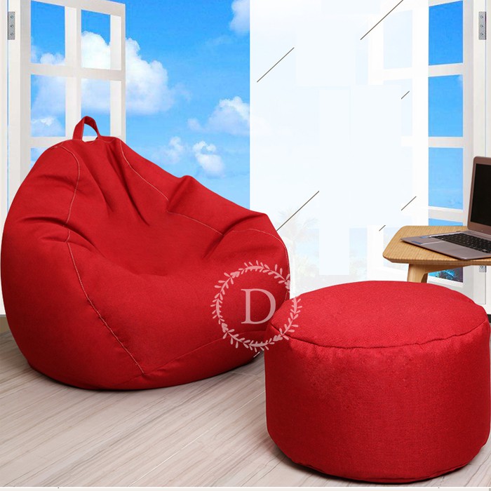 Vỏ áo ghế Beanbag hình trái lê - Vải thô tuyết  mền mịn, êm ái - Ghế tốt cho sống lưng và bệnh đau mỏi lưng, vai gáy