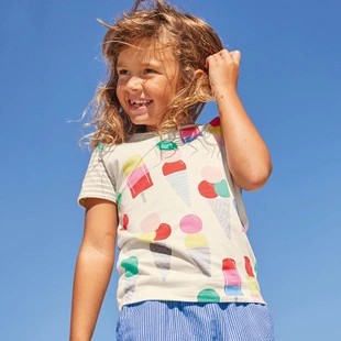 Mã 51011 áo phông hè hoạ tiết kem lạnh nhiều sắc màu cho bé gái hè rực rỡ