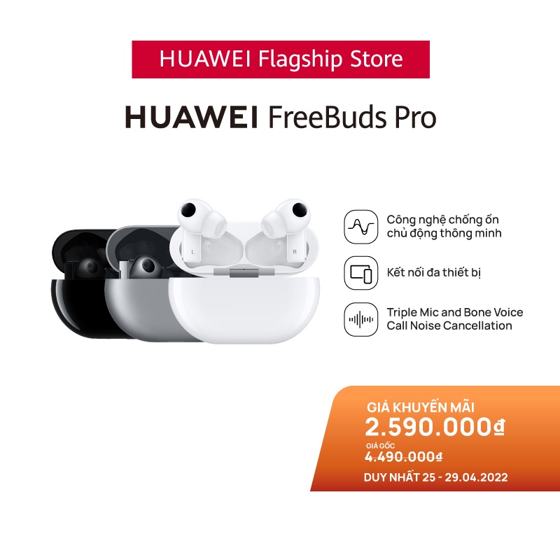 Tai Nghe Bluetooth HUAWEI FreeBuds Pro | Chống Ồn Chủ Động | Nhận Dạng Giọng Nói
