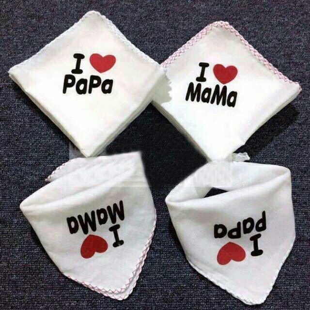 Khăn Xô Sữa Xuất Nhật I Love Papa/Mama 2 Lớp (10 Chiếc/ Gói).