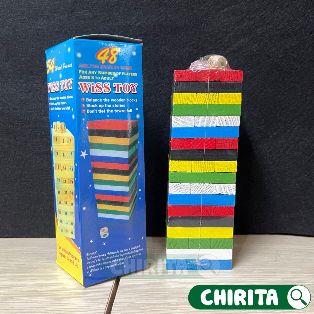 Bộ Đồ Chơi Rút Gỗ Loại To Màu/Số Giảm Stress - Đồ Chơi Trẻ Em Cho Bé Gái Trai Trò Chơi Rút Gỗ Lớn 54/48 Thanh Chirita