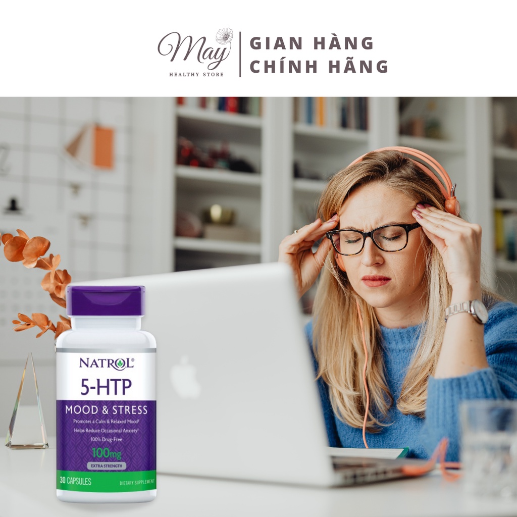 Viên Uống Giảm Căng Thẳng, Cải Thiện Tâm Trạng Natrol 5-HTP Mood & Stress 100 mg (Lọ 30 Viên)