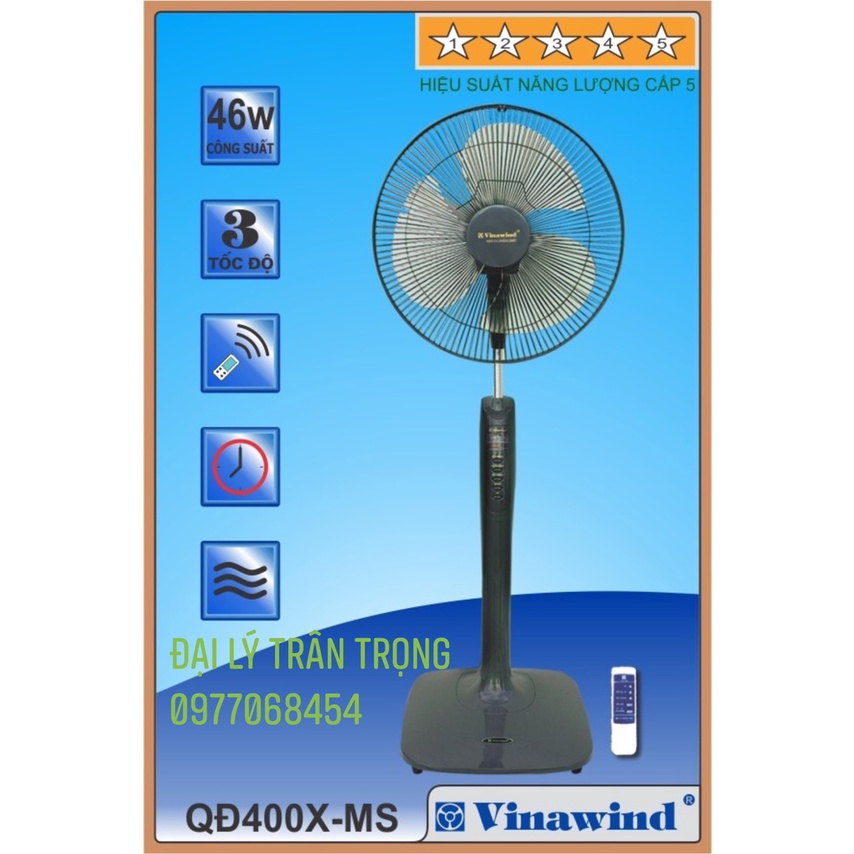 Quạt đứng 400X-MS VINAWIND có điều khiển Điện cơ Thống Nhất