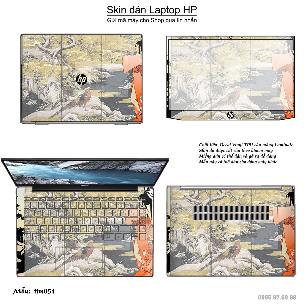 Skin dán Laptop HP in hình Tranh thủy mặc _nhiều mẫu 2 (inbox mã máy cho Shop)