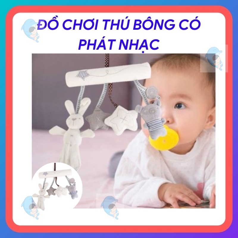 Đồ Chơi Thú Bông Treo Nôi/Cũi/Xe Đẩy Có Phát Nhạc Giúp Kích Thích Thị Giác Cho Bé Sơ Sinh