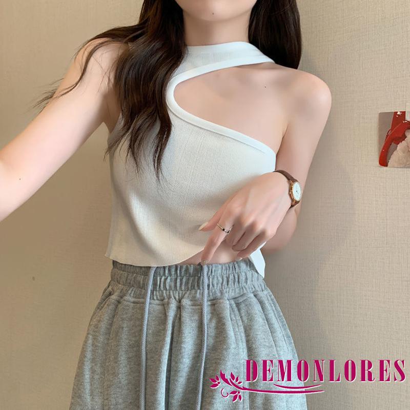 Áo Croptop Không Tay Dáng Ôm Màu Trơn Thời Trang Mùa Hè Giản Dị Dành Cho Nữ