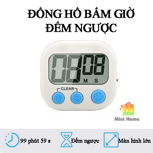 Đồng hồ điện tử để bàn đếm ngược bấm giờ hẹn nấu ăn, làm bánh, tập gym, chơi thể thao, học tập thông minh tiện lợi